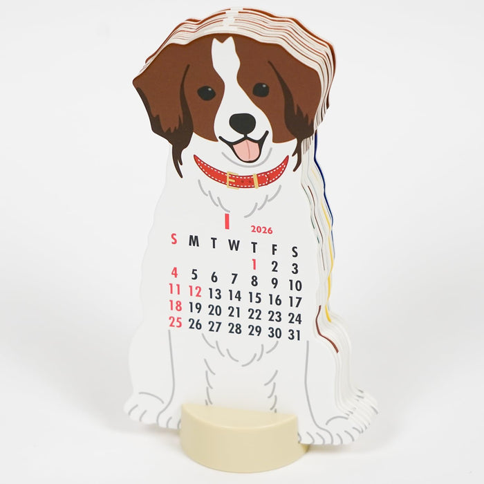 Greeting Life 2026 Desk Calendar Animal Die Cut Kooikerhondje C-1715-ET