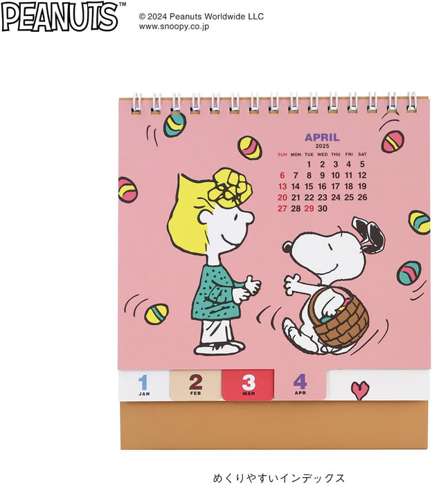 Square Snoopy 2025 Desk Calendar 2WAY White 42PCA-2