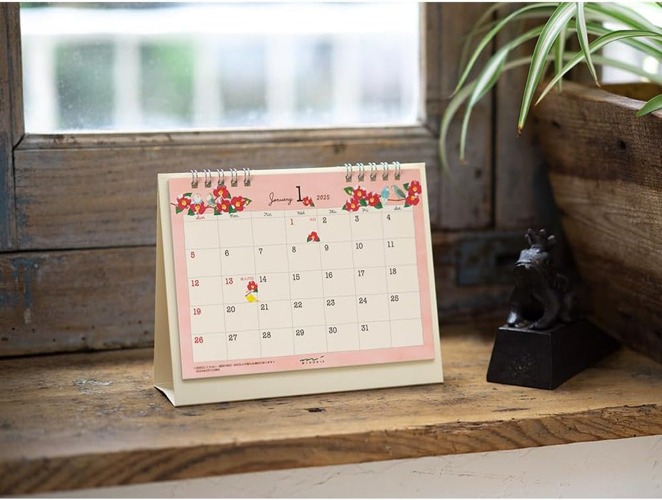 Midori 2025 Desk Calendar M Bird Pattern 31317006