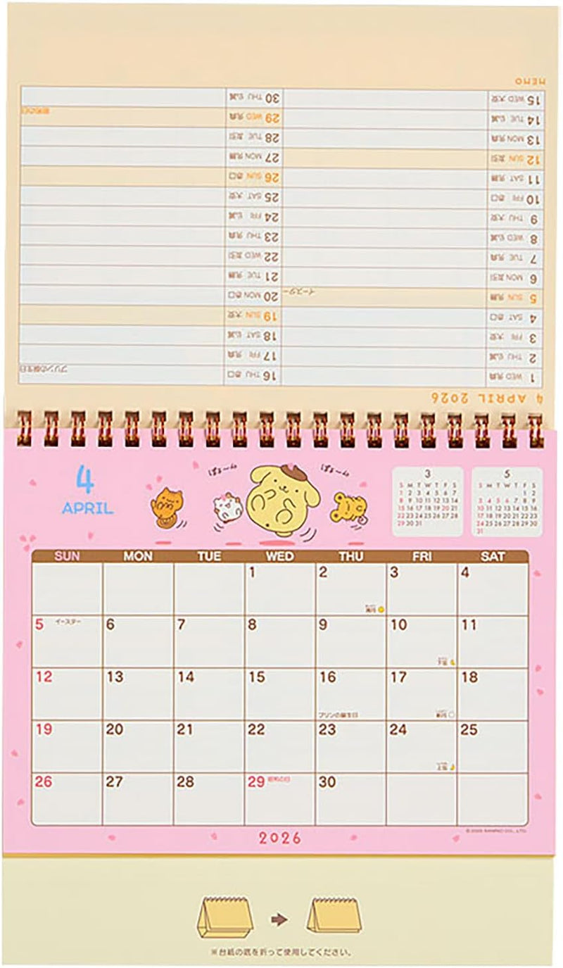 Sanrio Ring Calendar 2026  Pompompurin Desk Calendar 622087