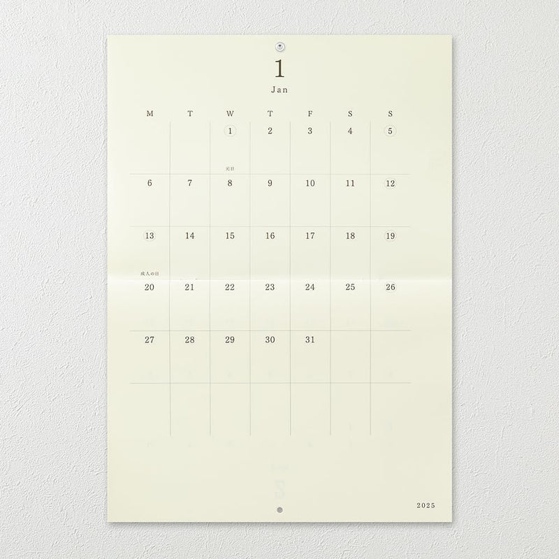 Midori 2025 Wall Calendar MD Calendar A3 Bi-fold 31347006