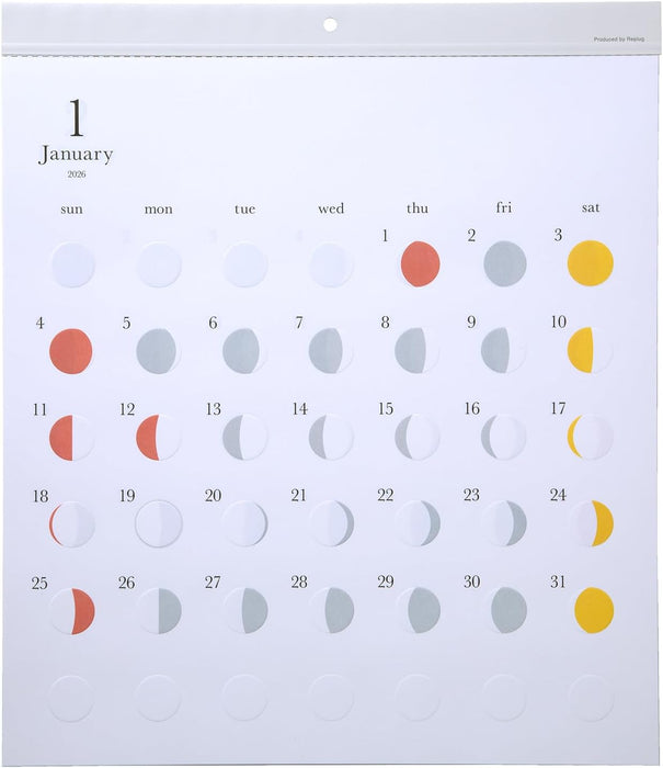 Replug 2026 Wall Calendar Moon Phases Michiru A26-505