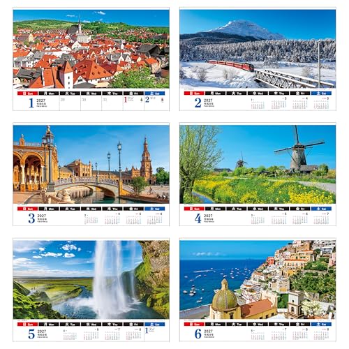 Todan 2027 Wall Calendar World Scenery 53.5 x 38cm TD-811