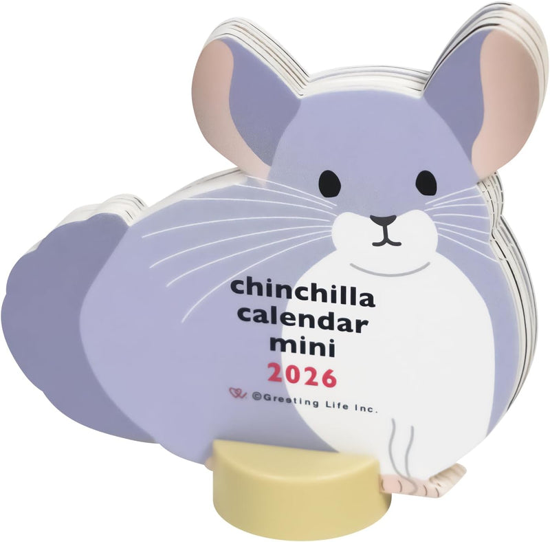 Greeting Life 2026 Desk Calendar Animal Die Cut Chinchilla Mini C-1707-ET