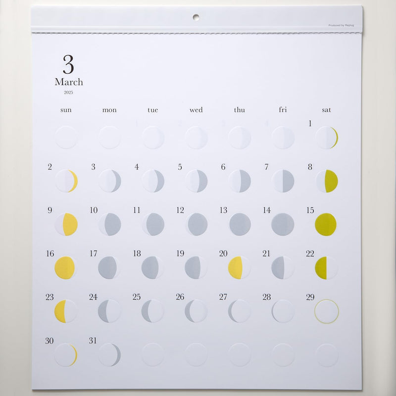 Replug 2025 Wall Calendar Moon Phases Michiru with Masking Sticker A25-448
