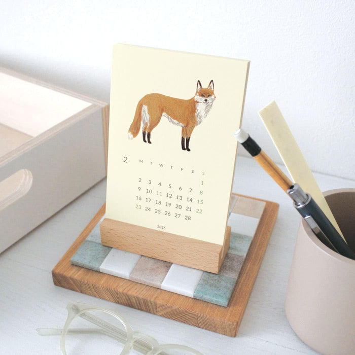 EL COMMUN MATOKA 2026 Desk Calendar Wooden Stand Yule CAL-140