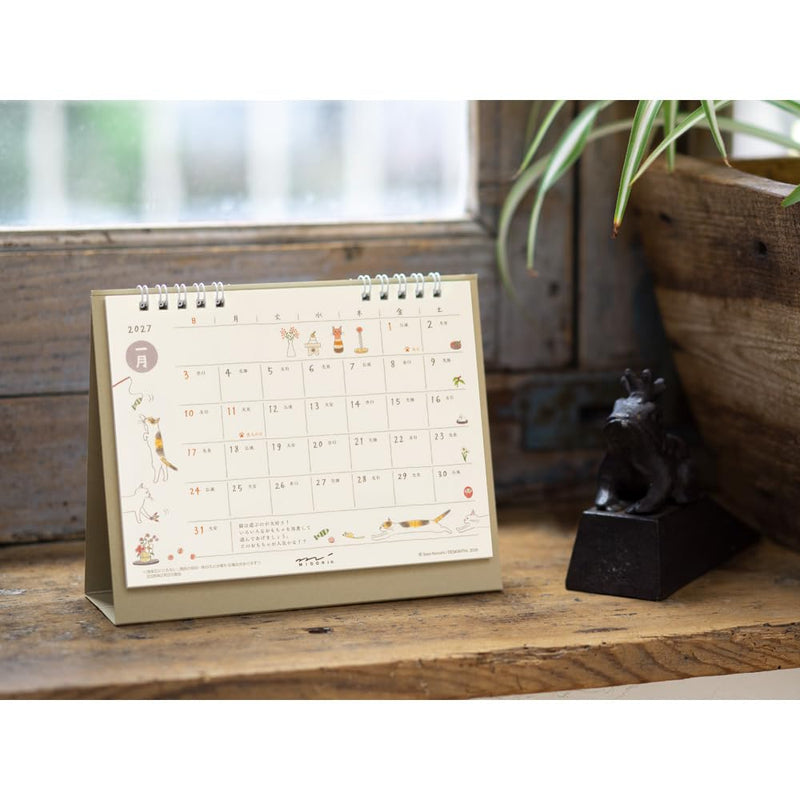 Midori 2027 Desk Calendar M Cat Pattern 31409006