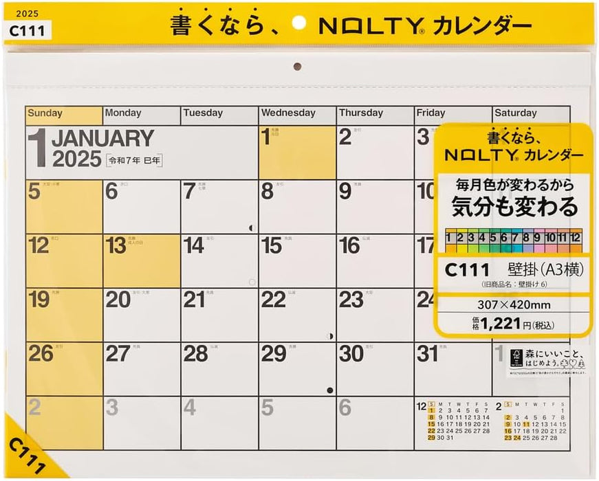 Noritsu NOLTY 2025 Wall Calendar A3 C111