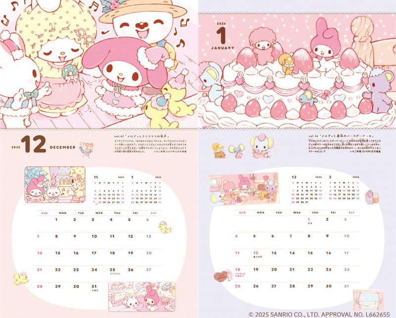 2026 My Melody Mariland Stories Wall Calendar