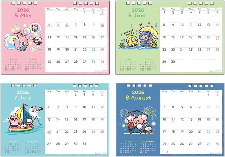 Sun-Star Stationery Kanahei 2026 Desk Calendar Pike & Usagi S8521590