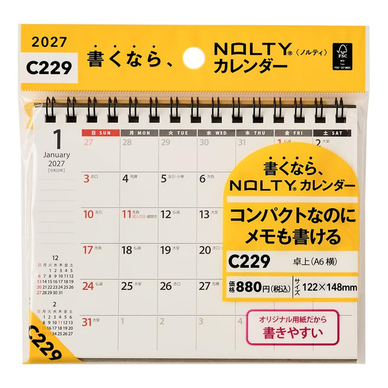 Noritsu NOLTY 2027 Desk Calendar A6 Horizontal C229