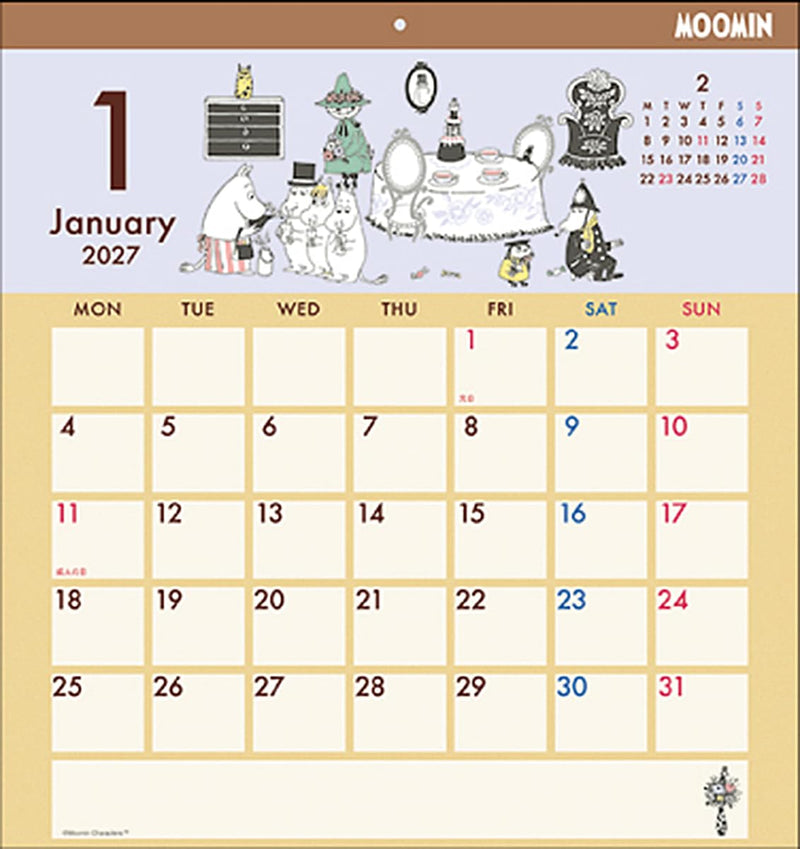 Sun-Star Stationery Moomin 2027 Desk Calendar Moomin 27CL-69