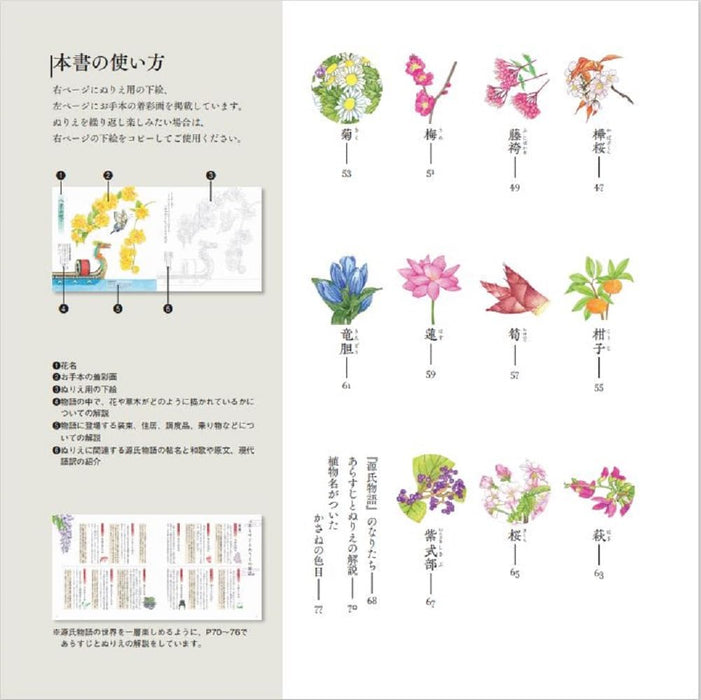 Genji Monogatari Flower Coloring Book