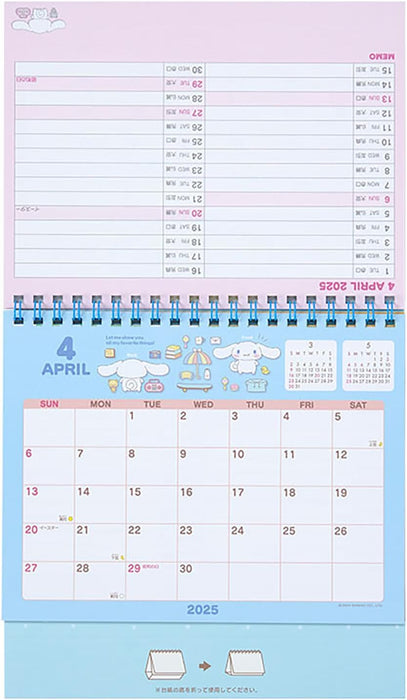 Sanrio Ring Calendar 2025 Cinnamoroll Desk Calendar with Schedule Stickers 451355