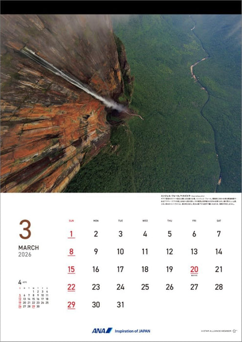 ANA 'Graphic Gallery Bird's eye In the World' 2026 Wall Calendar CL26-1145