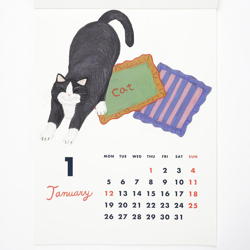 Greeting Life 2026 Wall Calendar Kahoko Sodeyama Cat & C-1675-SD