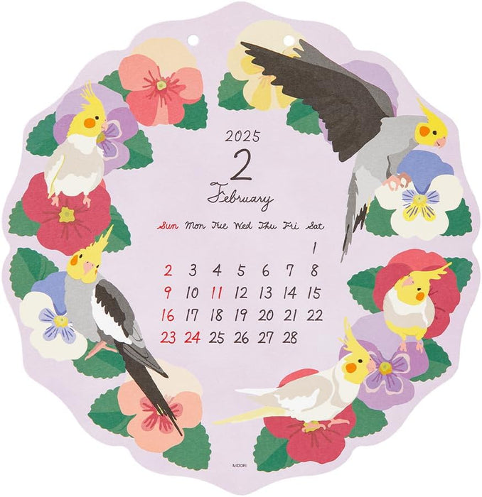 Midori 2025 Wall Calendar Die-cut Bird Pattern 31323006