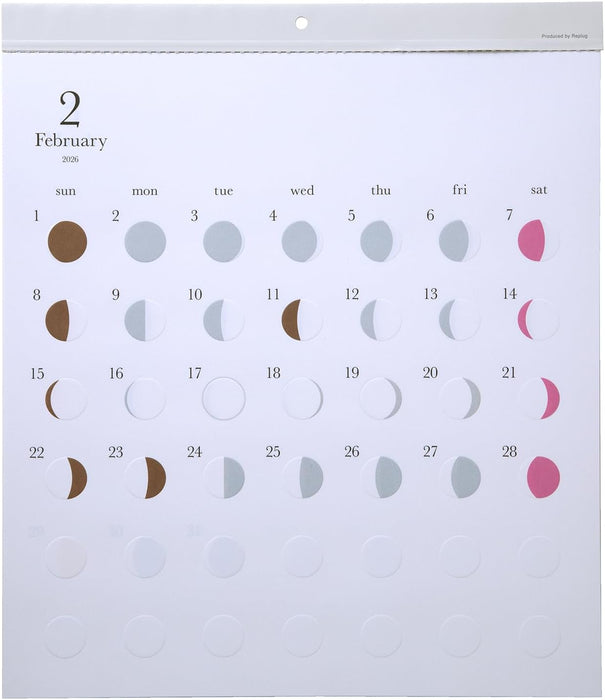 Replug 2026 Wall Calendar Moon Phases Michiru A26-505