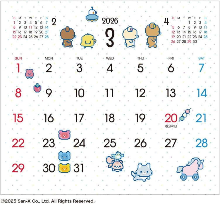 Todan 2026 Desk Whiteboard Calendar (Rilakkuma) TD-30060 CL26-1072