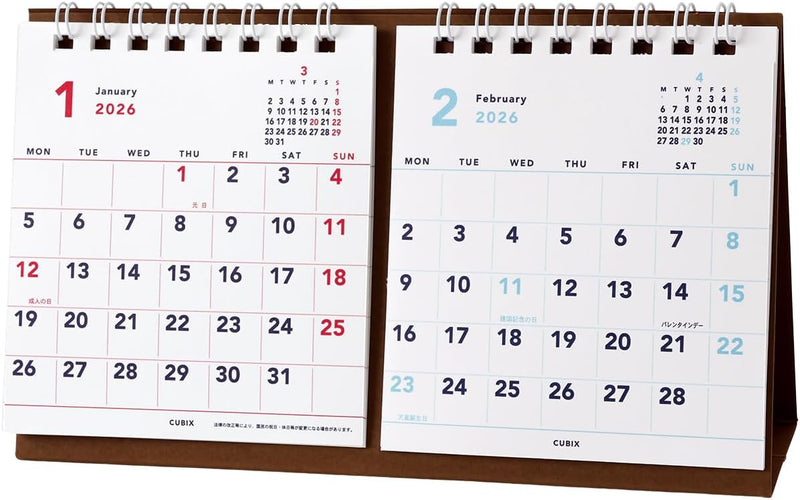 M-PLAN 2026 Cubics Desk Calendar  Petit 2-Month Monday Start Basic 204023-01-68