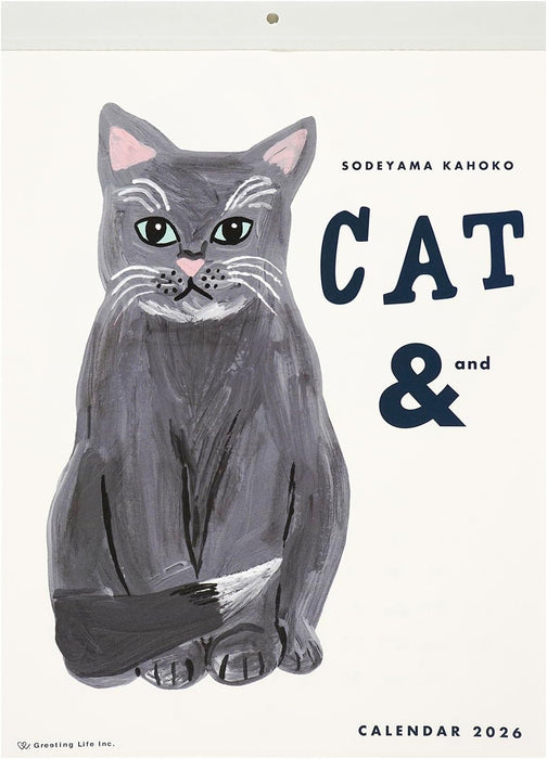 Greeting Life 2026 Wall Calendar Kahoko Sodeyama Cat & C-1675-SD