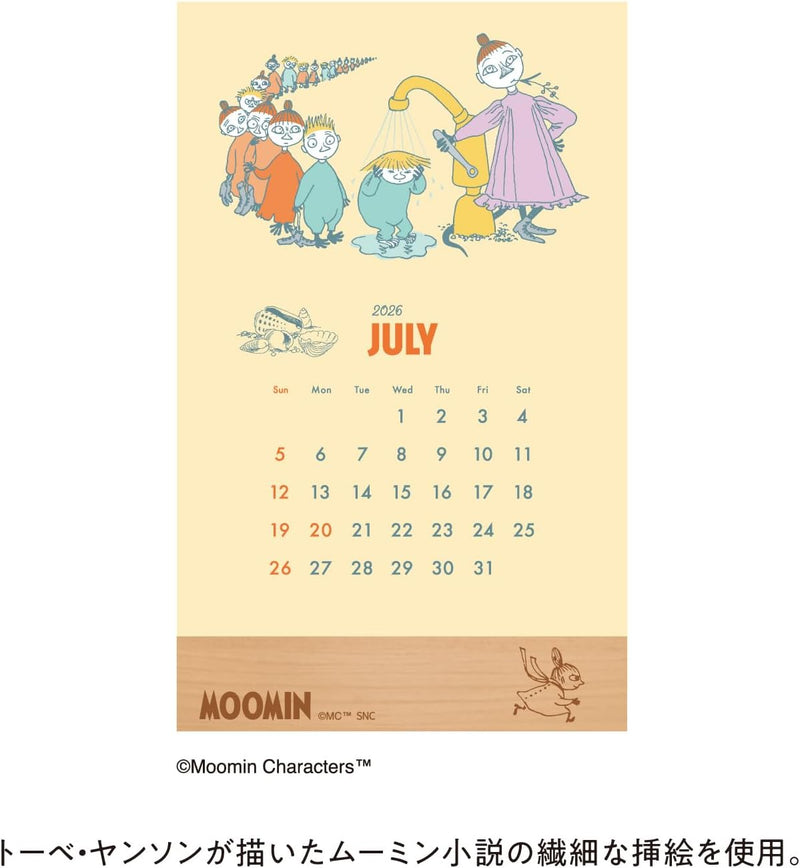 New Japan Calendar 2026 Desk Calendar Moomin Desk Calendar with Wooden Stand NK4330