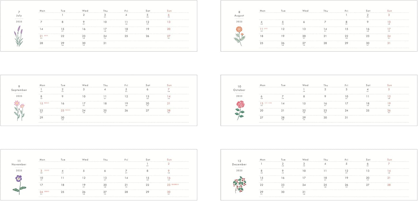 EL COMMUN MATOKA 2025 Desk Calendar mois et fleurs CAL-119