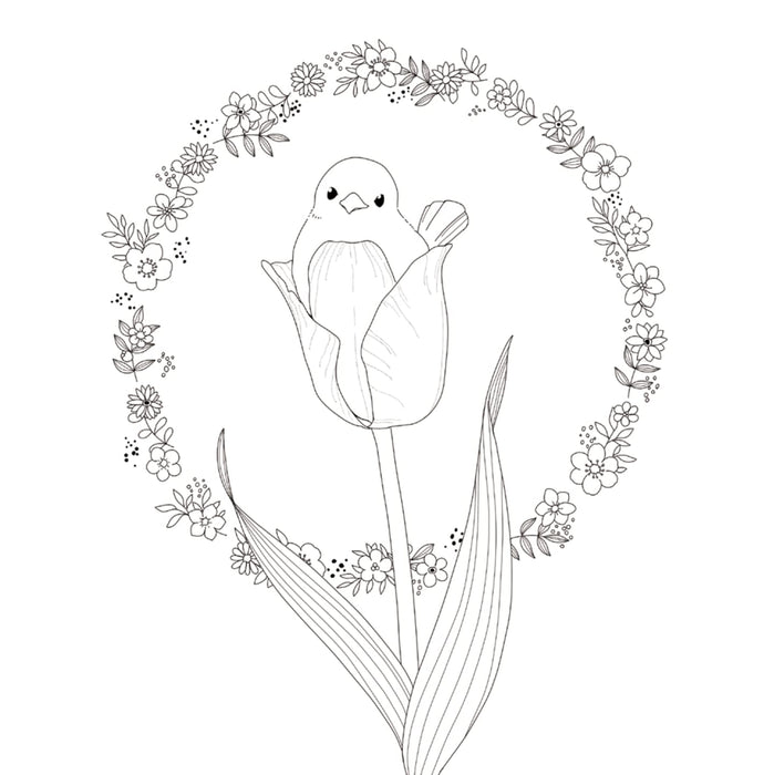 The coloring book - A bird traveling flowers to flowers -