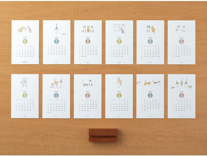 Midori 2026 Desk Calendar Stand Calendar Cat Pattern 31367006