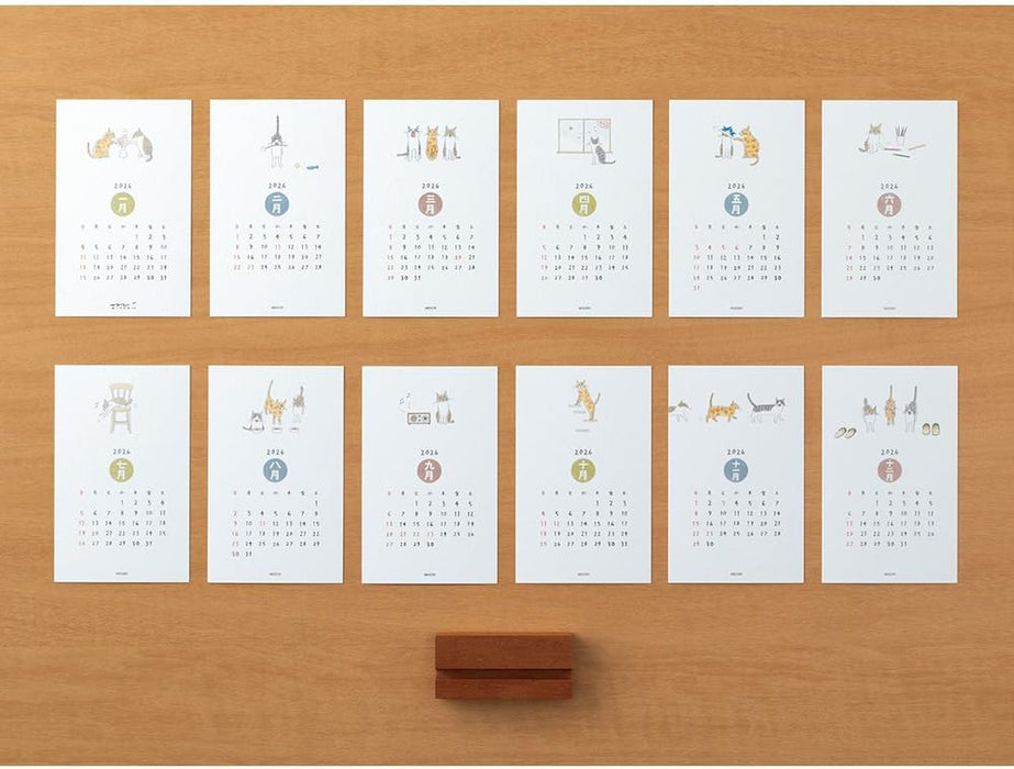 Midori 2026 Desk Calendar Stand Calendar Cat Pattern 31367006