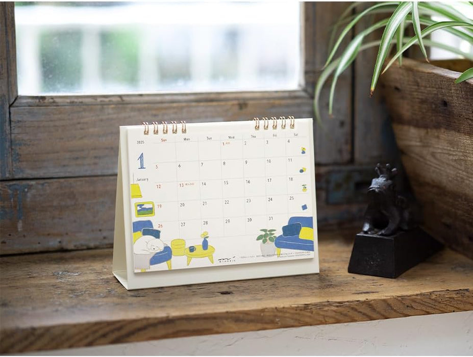 Midori 2025 Desk Calendar M Dog Pattern 31313006