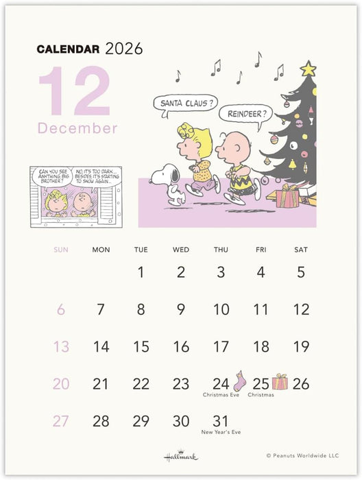 Hallmark Snoopy 2026 Desk Calendar Vertical Type 845599