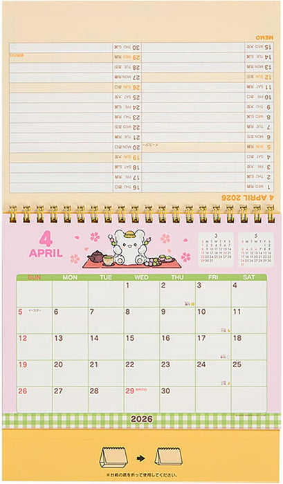 Sanrio Ring Calendar 2026 HANAMARUOBAKE Desk Calendar 622206