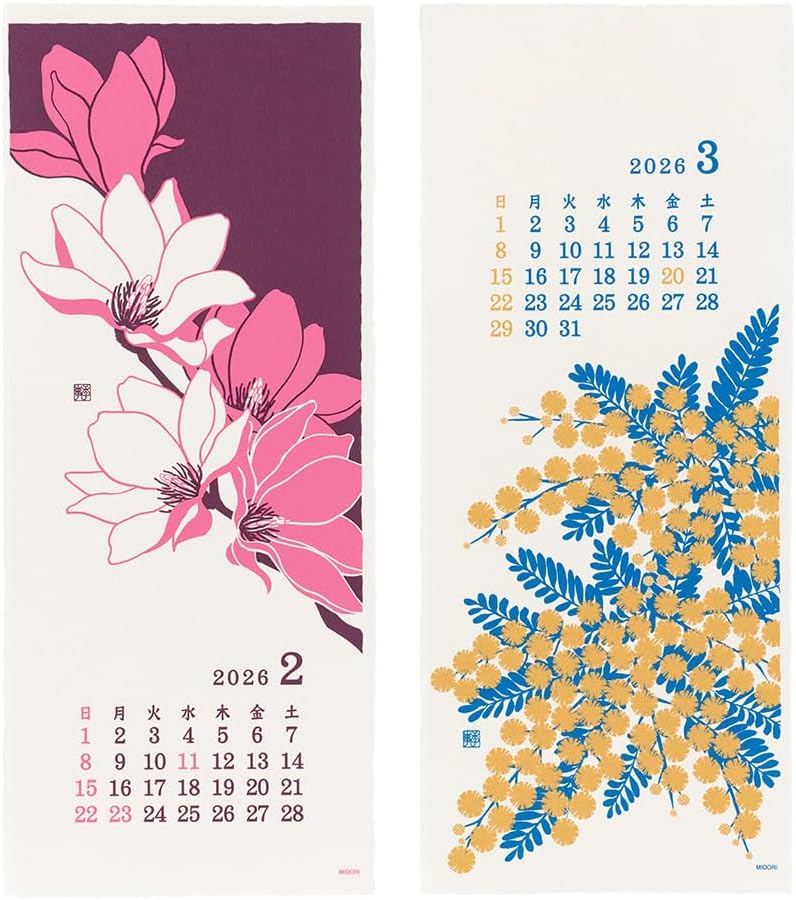 Midori 2026 Wall Calendar Washi Calendar L Floral 31387006