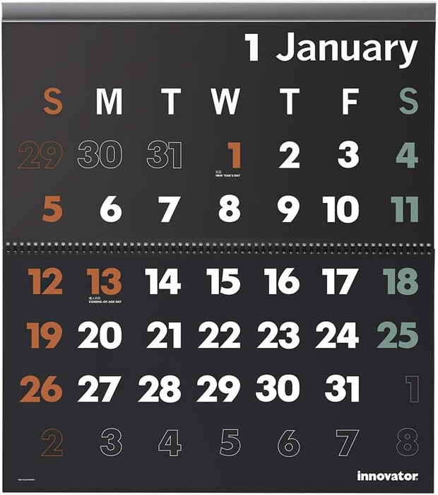 Innovator 2025 Wall Calendar L Black 31350006