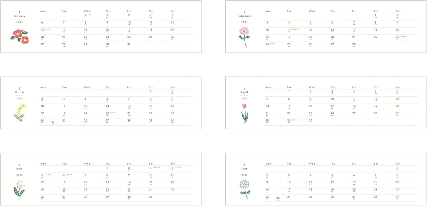 EL COMMUN MATOKA 2025 Desk Calendar mois et fleurs CAL-119