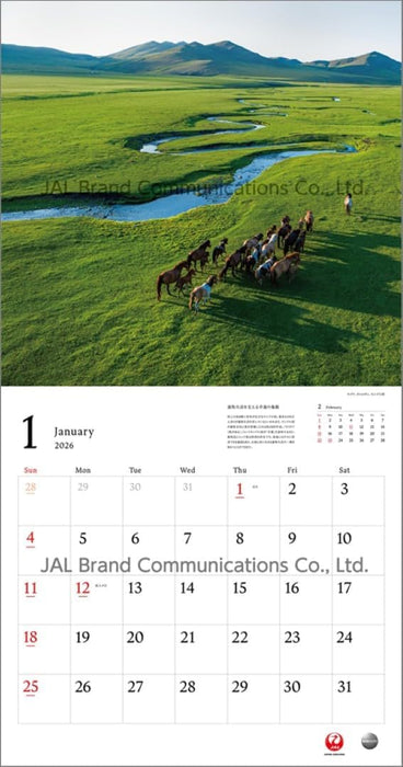 JAL 'A WORLD OF BEAUTY' (Normal Size) 2026 Wall Calendar CL25-1132