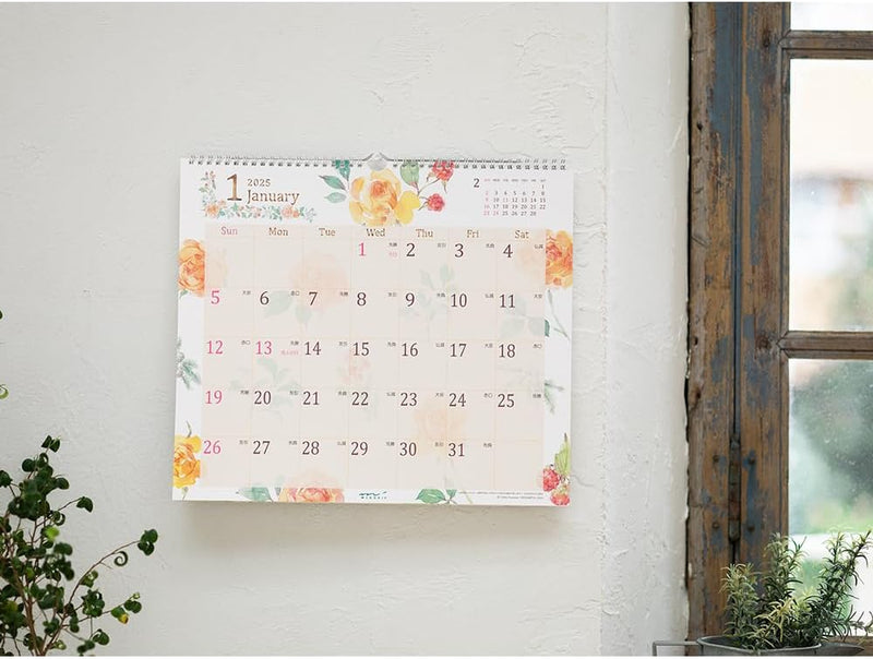 Midori 2025 Wall Calendar L Country Time Floral Pattern 31327006