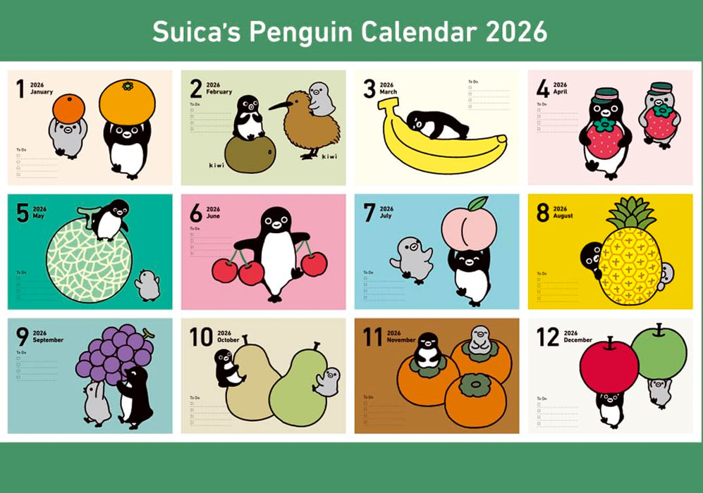 Suica's Penguin Wall Calendar 2026