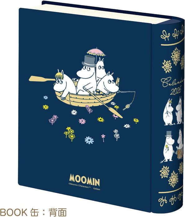 Gakken Sta:Ful 2026 Calendar Moomin Desk Calendar - Book-Shaped Tin with Stand (Family) M21001