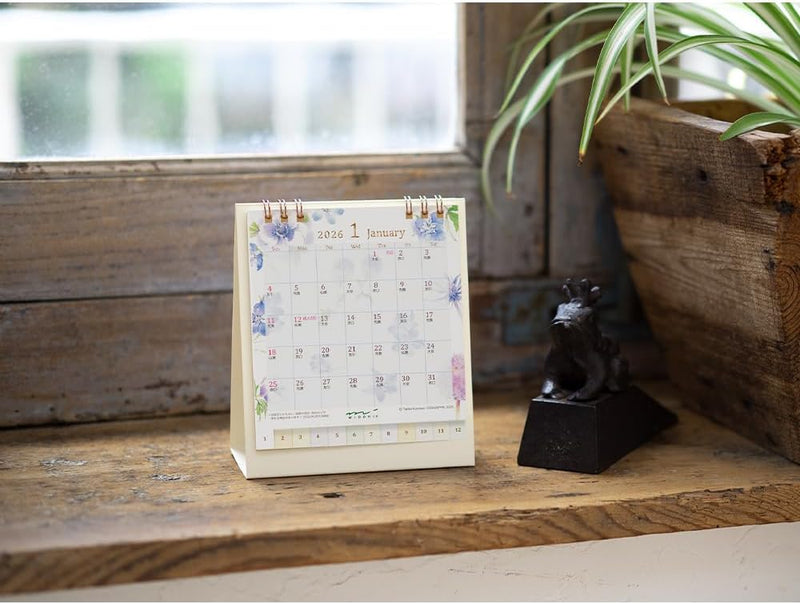 Midori 2026 Desk Calendar S Country Time Floral Pattern 31360006