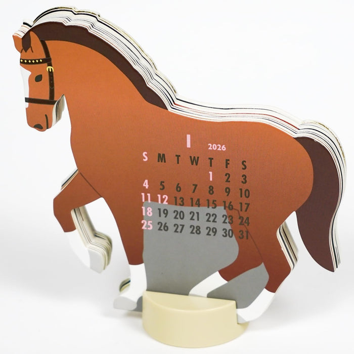 Greeting Life 2026 Desk Calendar Animal Die Cut Horse Zodiac C-1721-ET