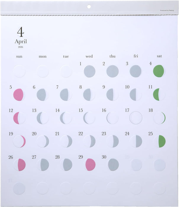 Replug 2026 Wall Calendar Moon Phases Michiru A26-505