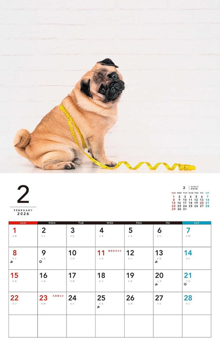 I LOVE Pug Calendar 2026 (Monthly/Wall Calendar)