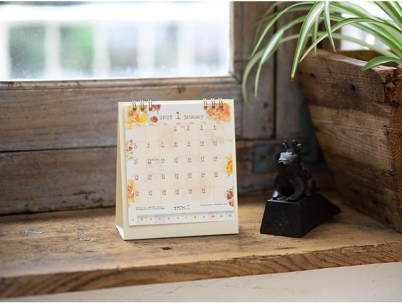Midori 2025 Desk Calendar S Country Time Floral Pattern 31312006