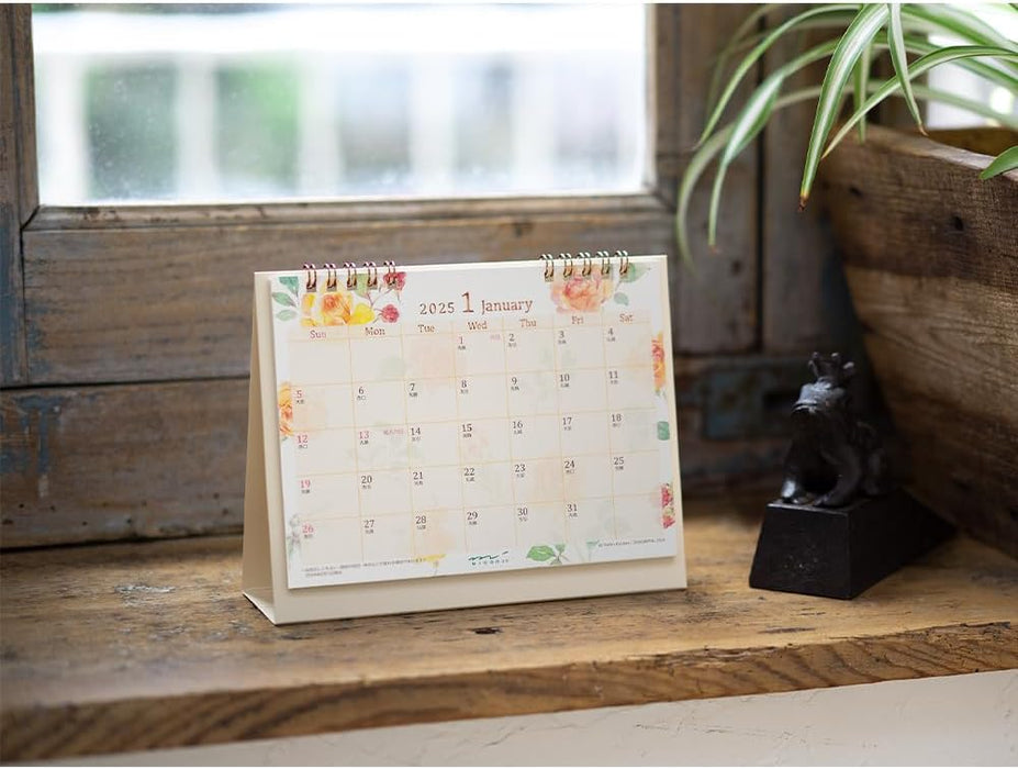 Midori 2025 Desk Calendar M Country Time Floral Pattern 31316006