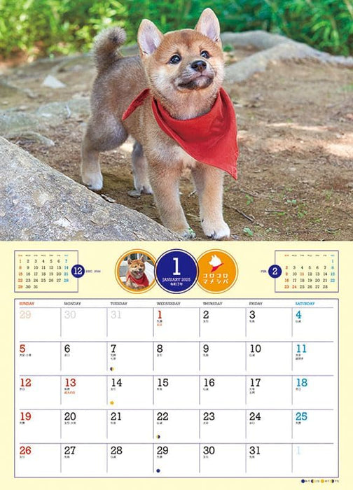 Try-X Korokoro Mameshiba 2025 Wall Calendar CL-381 51 x 36cm