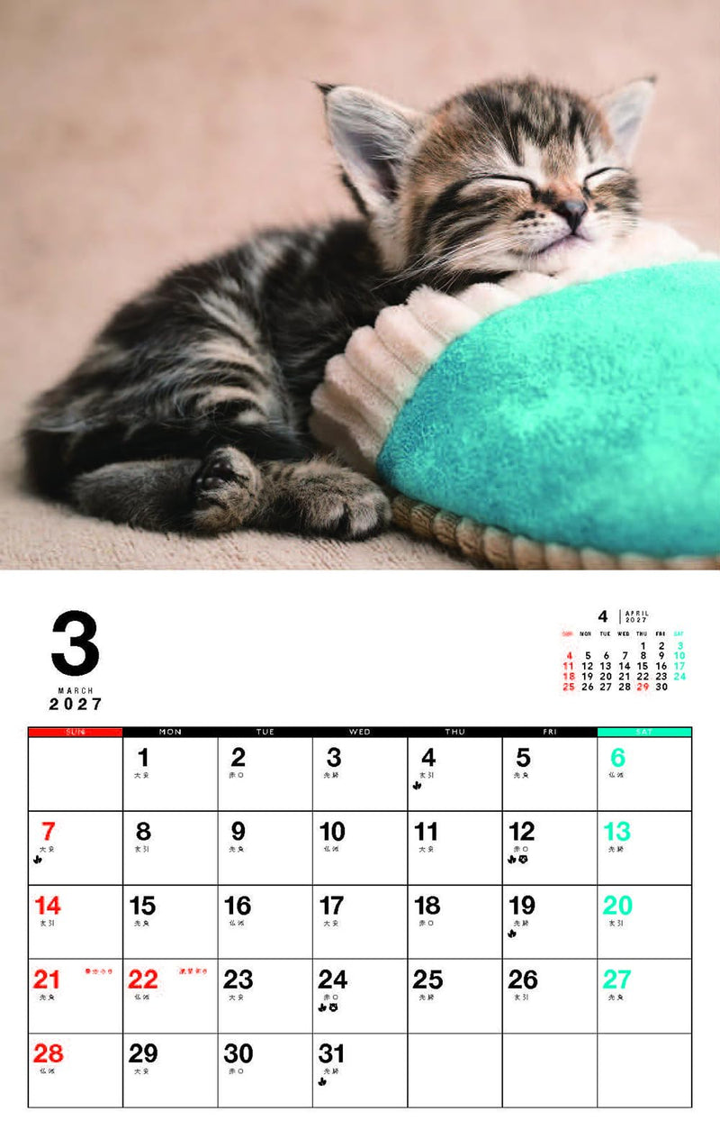 Kittens Calenddar 2027 (Monthly/Wall Calendar)