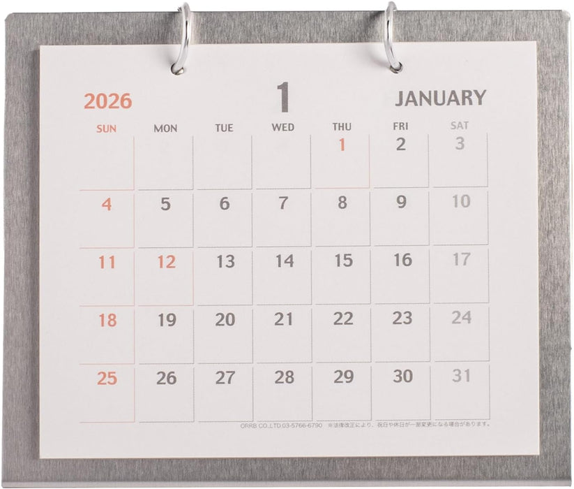 Orb 2026 Desk Calendar Metal S PP-1000