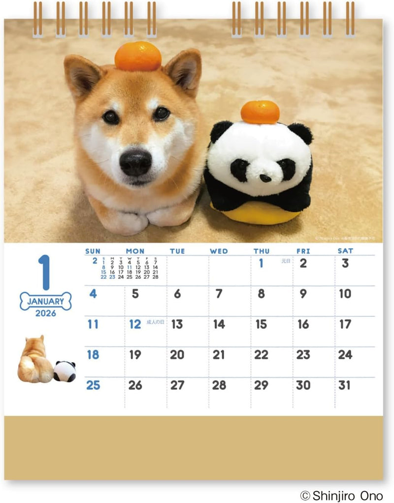 New Japan Calendar 2026 Desk Calendar Walk with Shiba Inu Maru NK8529